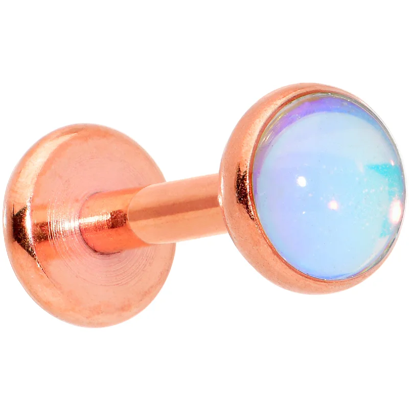 Lip Rings with Pearls for Elegant Style16 Gauge 1/4 Faux Opal Rose Gold Tone Internal Thread Labret Tragus