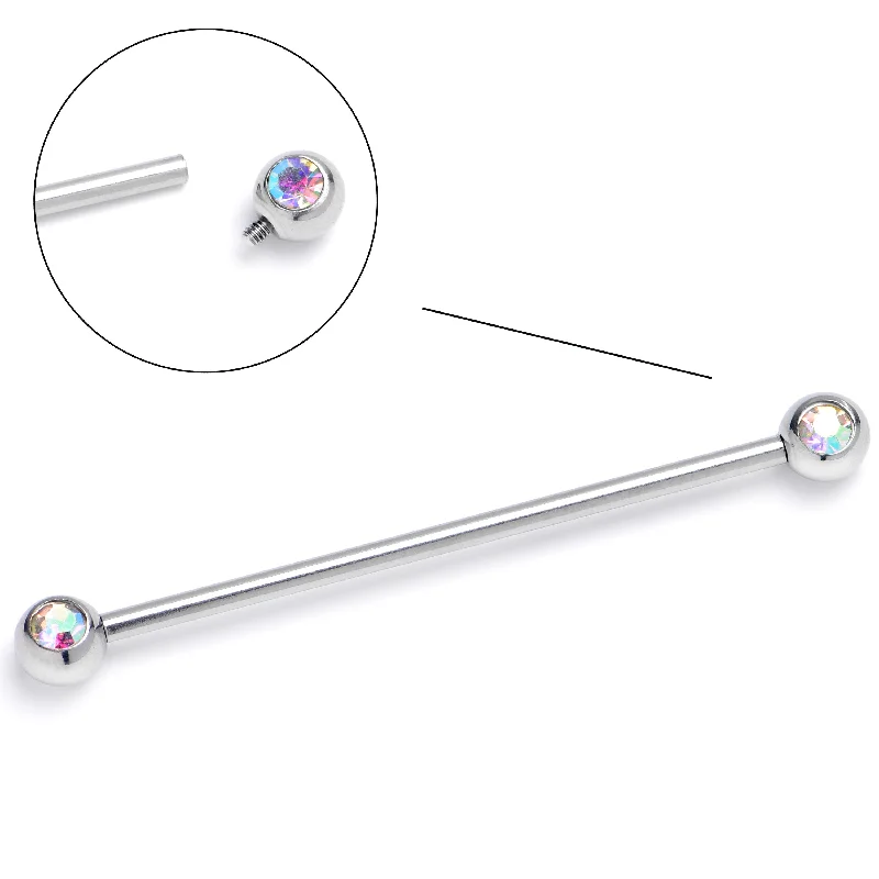 Women's Earrings – Elegant Designs for Every Personality--14 Gauge Aurora Gem Internally Threaded Industrial Barbell 38mm