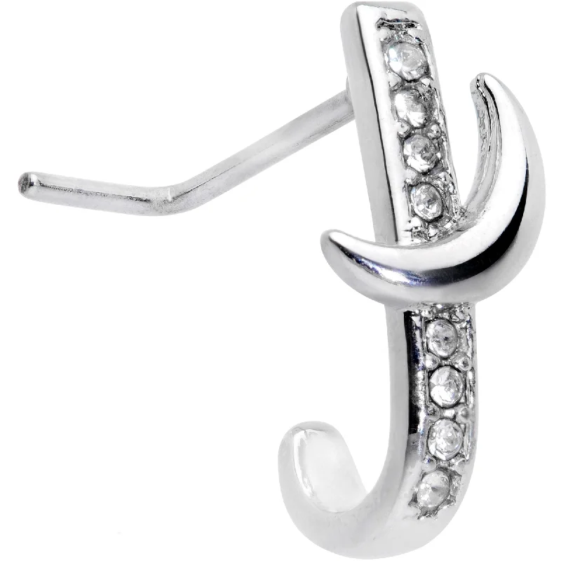 Nose Rings with Different Styles -20 Gauge 3/16 Clear CZ Gem Sliver Moon Faux Hoop L Shaped Nose Ring Nose Rings with Different Styles -20 Gauge 3/16 Clear CZ Gem Sliver Moon Faux Hoop L Shaped Nose Ring