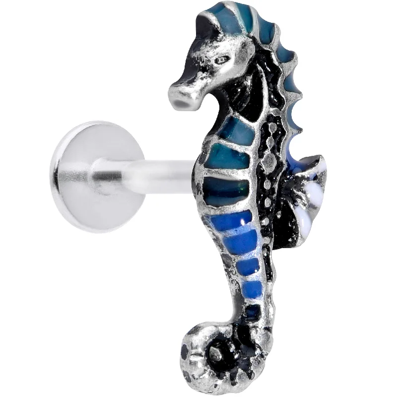 High-Quality Lip Rings for Piercings16 Gauge 5/16 Nautical Seahorse Labret Monroe Tragus