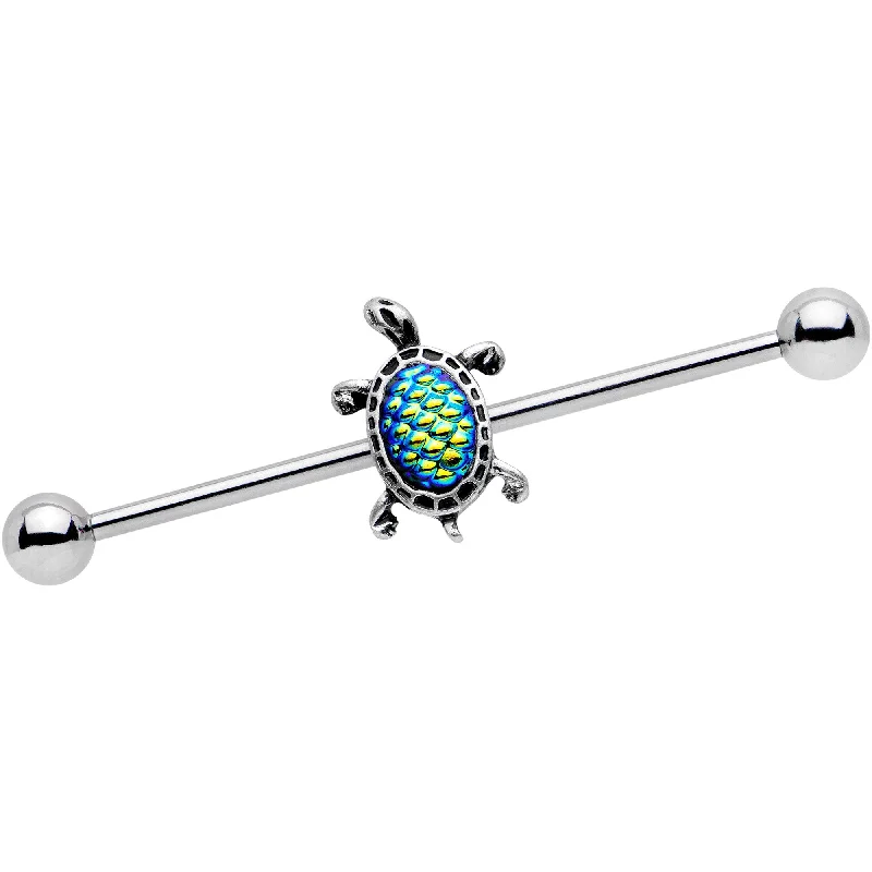 Women's Earrings – Elegant Designs for Every Personality--Green Mermaid Scale Swimming Turtle Industrial Barbell 38mm Women's Earrings – Elegant Designs for Every Personality--Green Mermaid Scale Swimming Turtle Industrial Barbell 38mm