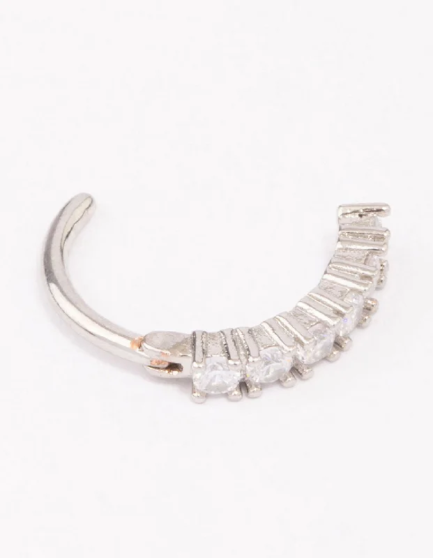 Trendy Belly Rings for Statement Designs -Surgical Steel Round Cubic Zirconia Curve Belly Ring Trendy Belly Rings for Statement Designs -Surgical Steel Round Cubic Zirconia Curve Belly Ring