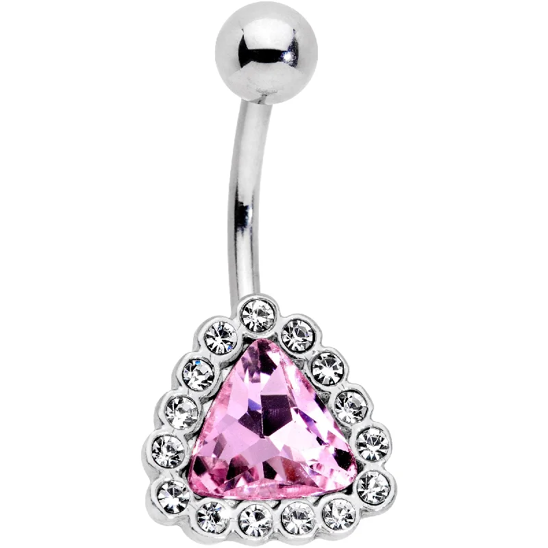 Stylish Belly Rings for Women Who Love Fashion -Clear Pink Gem Chunky Pyramid Star Belly Ring Stylish Belly Rings for Women Who Love Fashion -Clear Pink Gem Chunky Pyramid Star Belly Ring