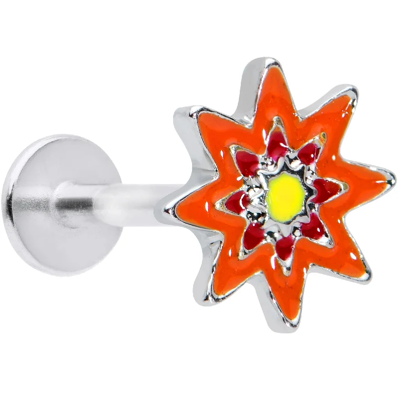 Timeless Lip Rings with Bold Appeal16 Gauge 5/16 Red Orange Yellow Fanciful Flower Labret Monroe Tragus