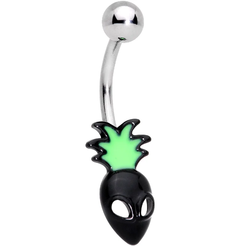 Belly Rings with Modern and Chic Styles -Green Black Sneaky Pineapple Alien Belly Ring Belly Rings with Modern and Chic Styles -Green Black Sneaky Pineapple Alien Belly Ring