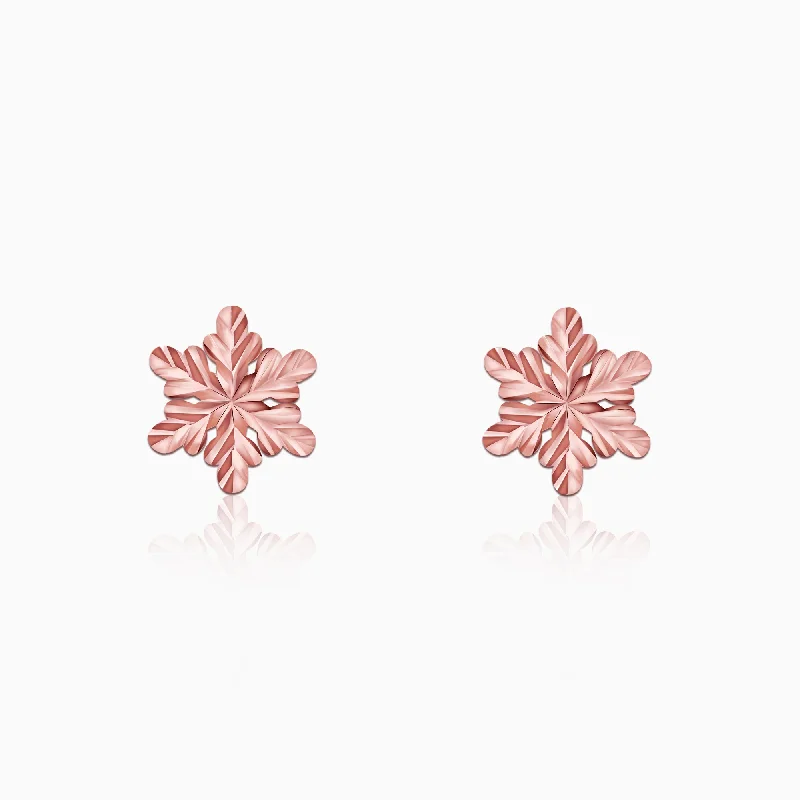 Women's Earrings – Elegant Designs for Every Personality--Rose Gold Snowflake Stud Earrings