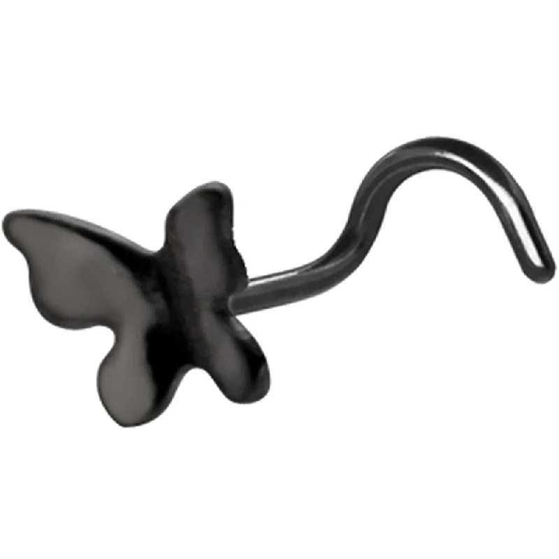 Designer Nose Rings for Exclusive Styles -Sterling Silver Black Butterfly Nose Ring