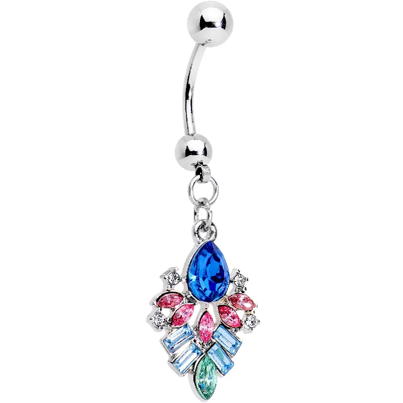 Comfortable Belly Rings with Stunning Detail -Pink Green Blue Gem Colorful Daydream Dangle Belly Ring Comfortable Belly Rings with Stunning Detail -Pink Green Blue Gem Colorful Daydream Dangle Belly Ring