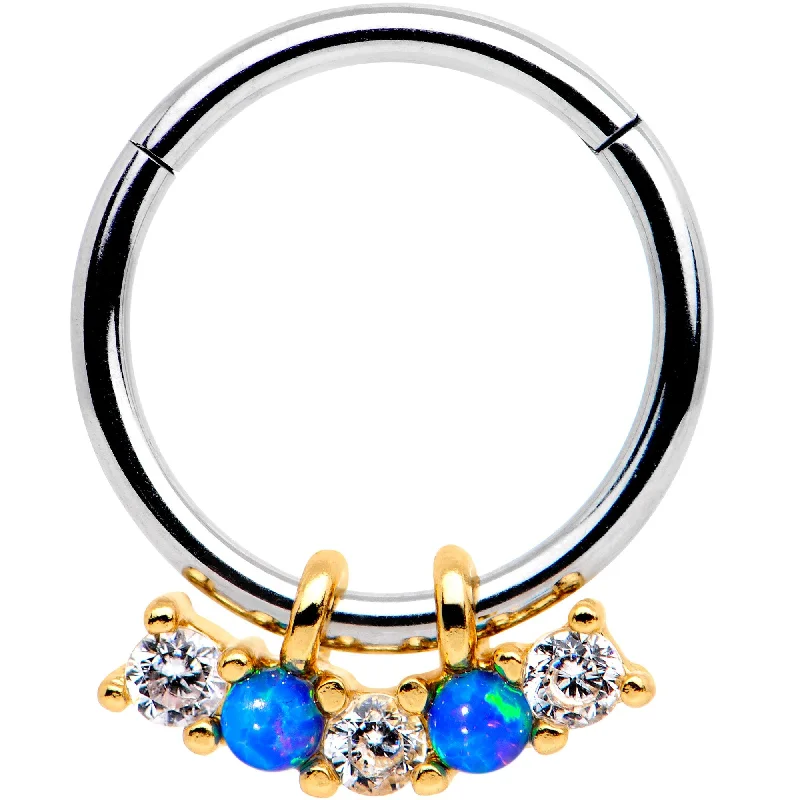 Lip Rings for Creative Piercing Ideas16 Gauge 5/16 Blue Synthetic Opal Dazzle Hinged Segment Ring Lip Rings for Creative Piercing Ideas16 Gauge 5/16 Blue Synthetic Opal Dazzle Hinged Segment Ring