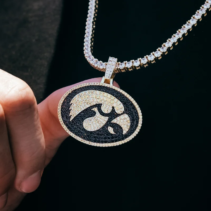 Custom Metal Bracelets for Men-Iowa Hawkeyes Official NCAA Logo Pendant
