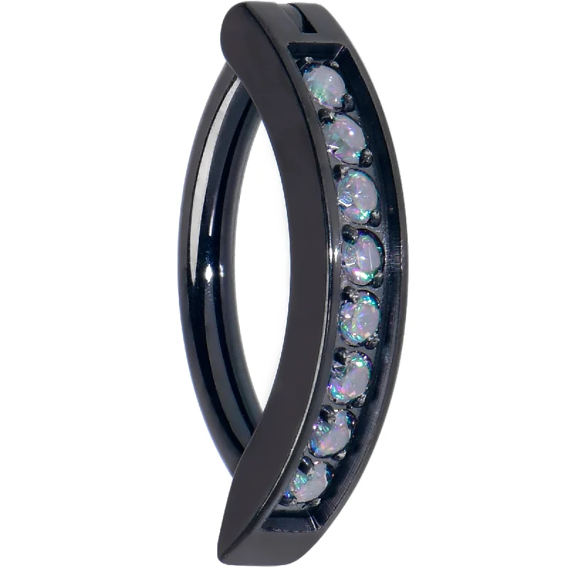 Comfortable Belly Rings for Active Fashion -14 Gauge 3/8 Black Implant Grade Titanium CZ Paved Hinged Hoop Belly Ring Comfortable Belly Rings for Active Fashion -14 Gauge 3/8 Black Implant Grade Titanium CZ Paved Hinged Hoop Belly Ring