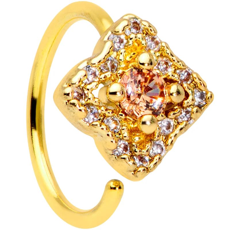 Nose Rings for Everyday Charm -20 Gauge 5/16 Yellow Clear CZ Gem Gold Tone Rhombus Royale Nose Hoop Nose Rings for Everyday Charm -20 Gauge 5/16 Yellow Clear CZ Gem Gold Tone Rhombus Royale Nose Hoop