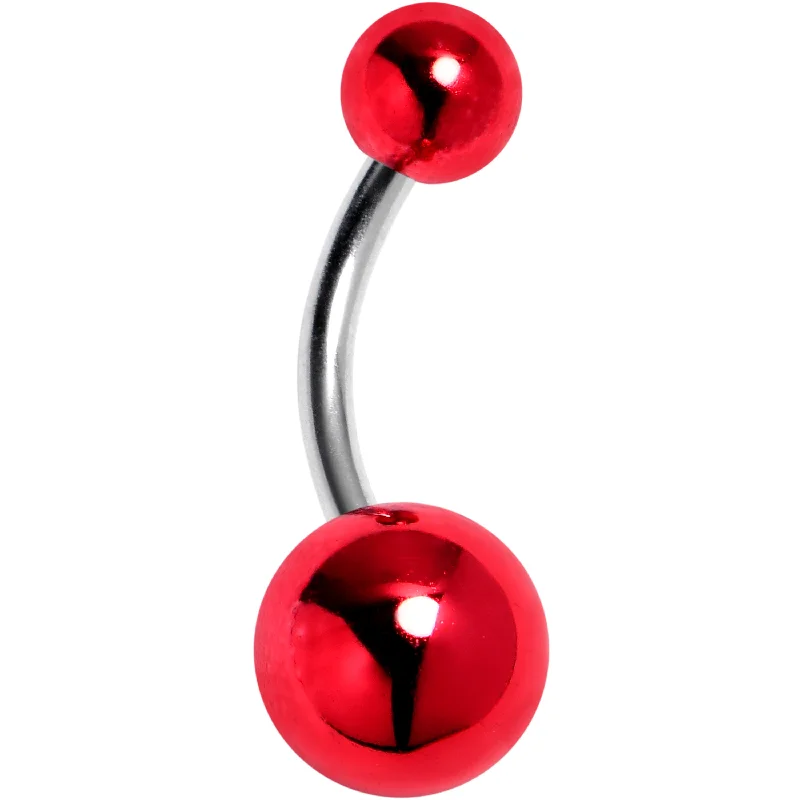 Beautiful Belly Rings for Trendy Women -Style Metal Red Acrylic End Belly Ring