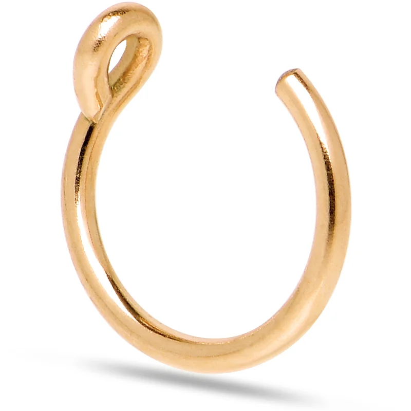 Nose Rings with Emerald Stones -14k Yellow Gold Filled Fake Nose Ring