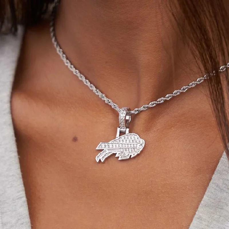 Shop Classic Women's Necklaces & Pendants with a Modern Twist-Buffalo Bills Official NFL Micro Logo Pendant - White Gold Shop Classic Women's Necklaces & Pendants with a Modern Twist-Buffalo Bills Official NFL Micro Logo Pendant - White Gold