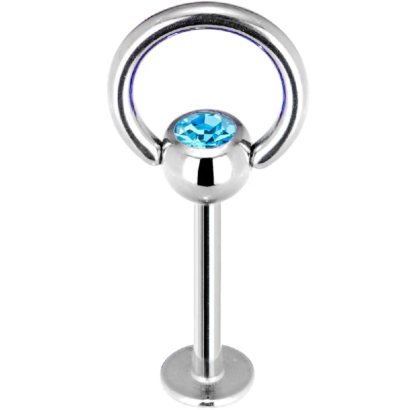 Gold Lip Rings for Subtle Glam16 Gauge Steel Aqua Gem Door Knocker Labret Monroe
