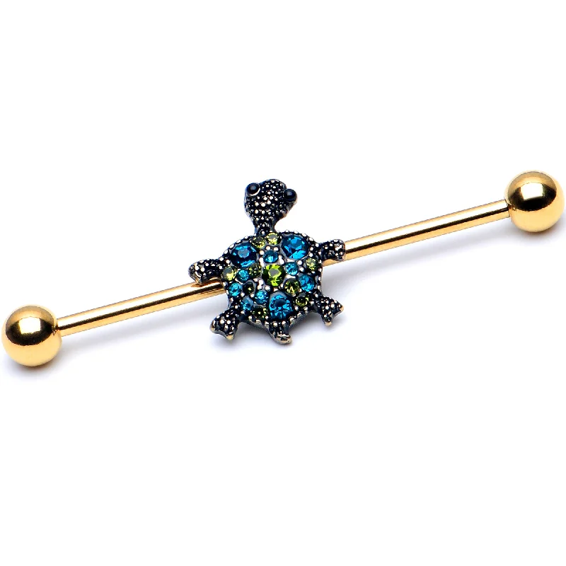 Women's Earrings – Elegant Designs for Every Personality--14 Gauge Blue Gem Gold Tone Sweet Sea Turtle Industrial Barbell 38mm Women's Earrings – Elegant Designs for Every Personality--14 Gauge Blue Gem Gold Tone Sweet Sea Turtle Industrial Barbell 38mm