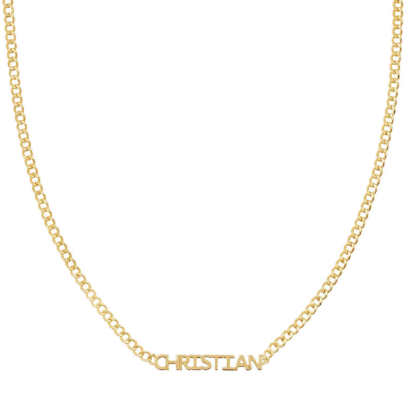 Shop Classic Women's  Necklaces & Pendants with a Modern Twist-Mini Single Name Cuban Chain Necklace
