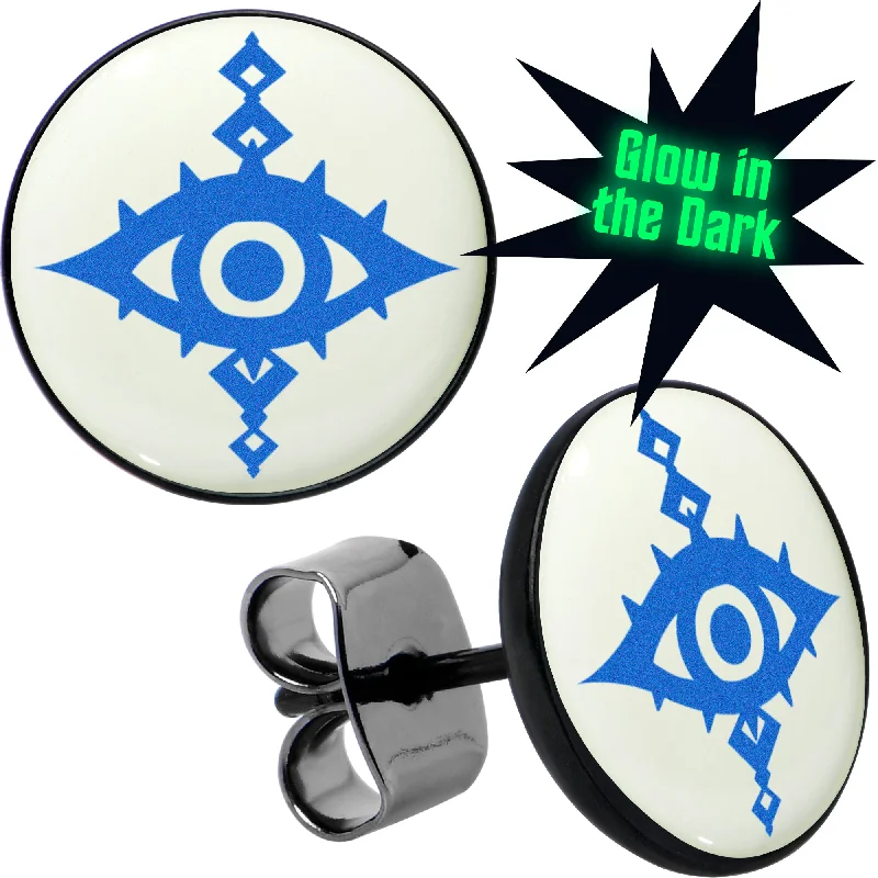 Women's Earrings – Elegant Designs for Every Personality--Black Anodized Evil Eye Glow in the Dark Stud Earrings Women's Earrings – Elegant Designs for Every Personality--Black Anodized Evil Eye Glow in the Dark Stud Earrings