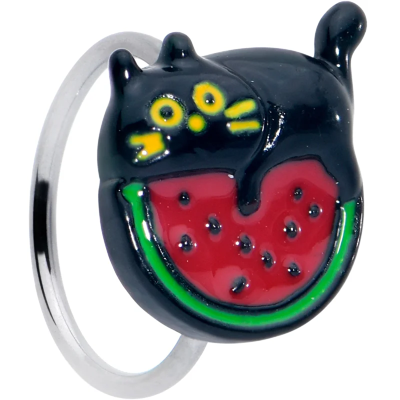 Nose Rings with Leaf Shape -20 Gauge 5/16 Watermelon Cat Love Nose Hoop
