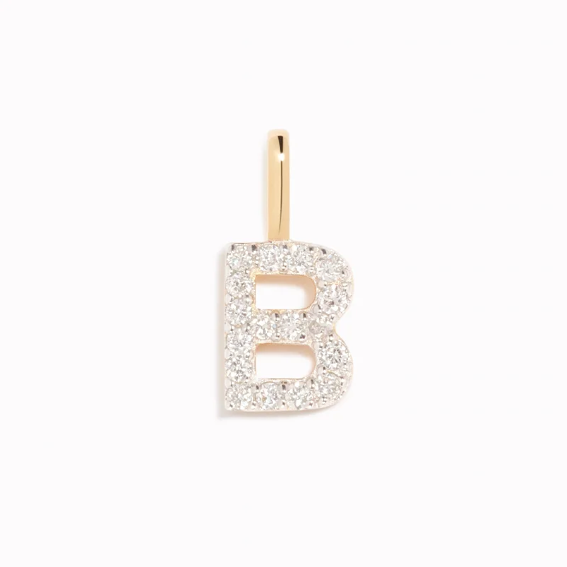 Shop Classic Women's  Necklaces & Pendants with a Modern Twist-Diamond Initial Pendant 14k Gold - B