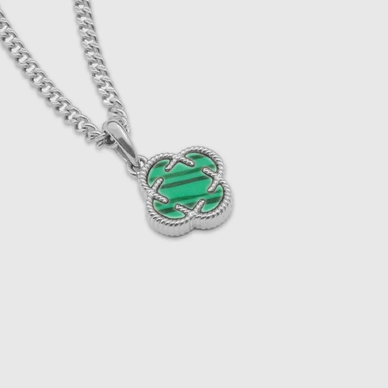 Exclusive Men's Necklaces & Pendants for the Modern Gentleman-Malachite Clover Stone Pendant (Silver) Exclusive Men's Necklaces & Pendants for the Modern Gentleman-Malachite Clover Stone Pendant (Silver)