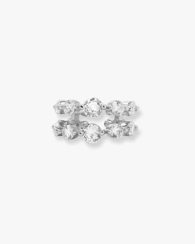 Women's Earrings – Elegant Designs for Every Personality--She's an Icon Ear Cuff - Silver|White Diamondettes