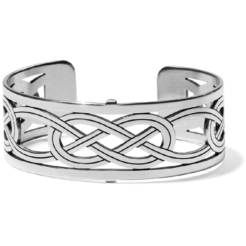 Gemstone-Encrusted Bangles for Women-Christo Interlok Narrow Cuff Bracelet