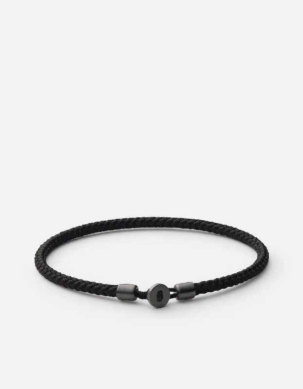 Men's Wooden Bracelets-Nexus Rope Bracelet, Matte Black Rhodium