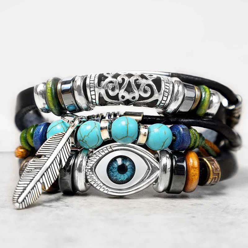 Men's Bracelets with Black Stone Accents-Buddha Stones Tibetan Turquoise Evil Eye Purification Bracelet Men's Bracelets with Black Stone Accents-Buddha Stones Tibetan Turquoise Evil Eye Purification Bracelet