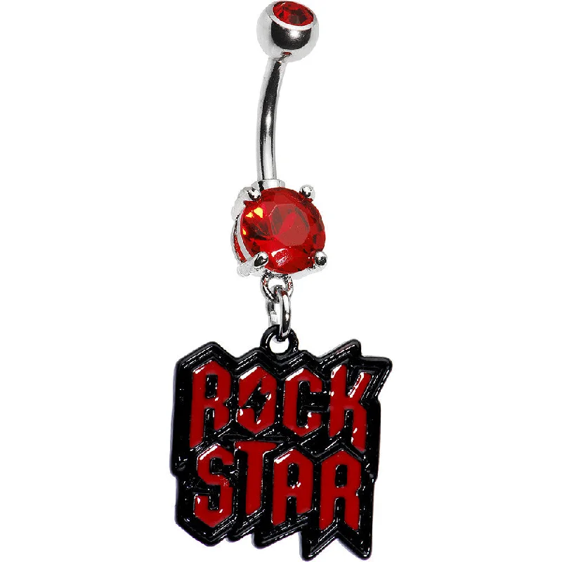 Designer Belly Rings for Glamorous Look -Ruby Red Gem Rock Star Belly Ring