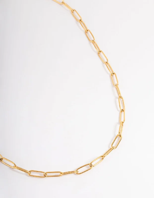 Shop Classic Women's Necklaces & Pendants with a Modern Twist-Waterproof Gold Plated Stainless Steel Open Oval Link Necklace Shop Classic Women's Necklaces & Pendants with a Modern Twist-Waterproof Gold Plated Stainless Steel Open Oval Link Necklace
