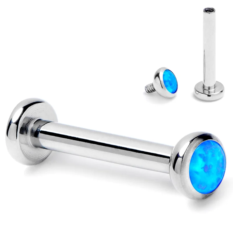 Sparkling Lip Rings with Precious Stones16 Gauge 5/16 Blue Synthetic Opal ASTM F-136 Implant Grade Titanium Internally Threaded Labret Sparkling Lip Rings with Precious Stones16 Gauge 5/16 Blue Synthetic Opal ASTM F-136 Implant Grade Titanium Internally Threaded Labret