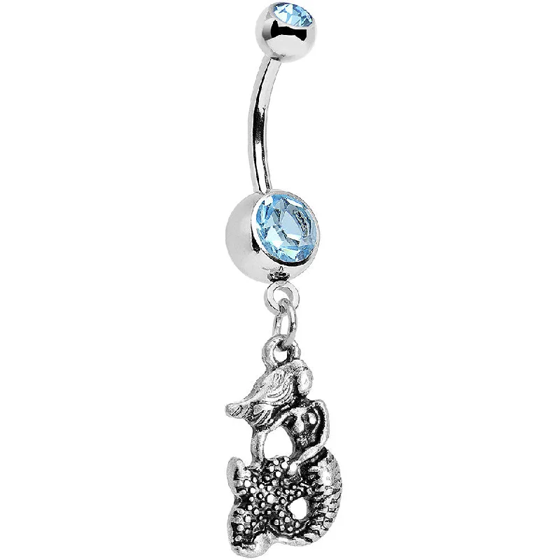 Comfortable Belly Rings for Chic Comfort -Aqua Gem Miss Mermaid and Mr Starfish Dangle Belly Ring Comfortable Belly Rings for Chic Comfort -Aqua Gem Miss Mermaid and Mr Starfish Dangle Belly Ring