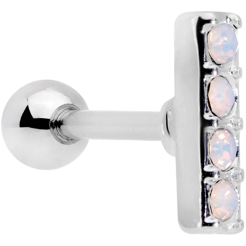 Women's Earrings – Elegant Designs for Every Personality--16 Gauge 5/16 White Faux Opal Quartet Cartilage Tragus Earring