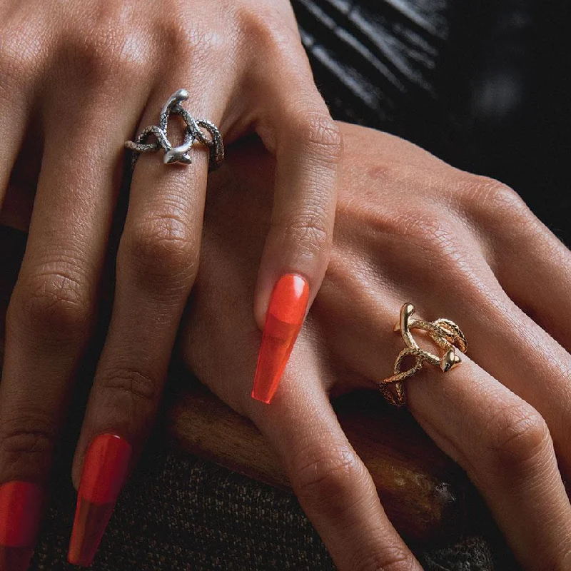 Chic Women's Rings for Fashion-Forward Looks-DECEIPT. Four Headed Snake Ring - Silver Chic Women's Rings for Fashion-Forward Looks-DECEIPT. Four Headed Snake Ring - Silver