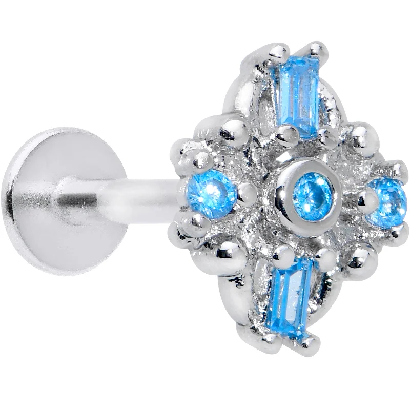 Lip Rings for a Polished Look16 Gauge 5/16 Blue CZ Gem Opulent Cross Labret Monroe Tragus