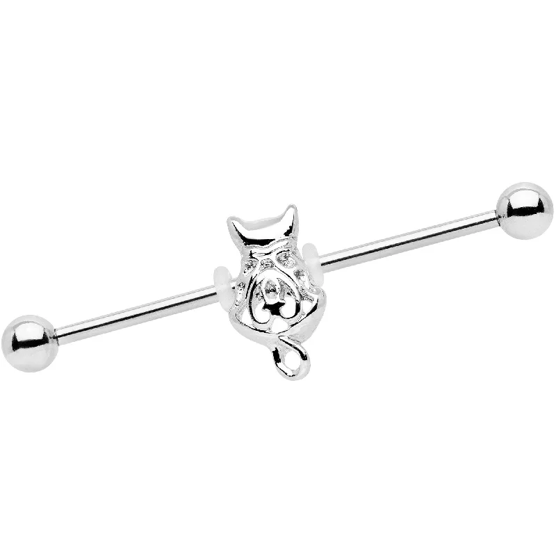 Women's Earrings – Elegant Designs for Every Personality--Luck Be A Kitty Cat Tonight Industrial Barbell 38mm
