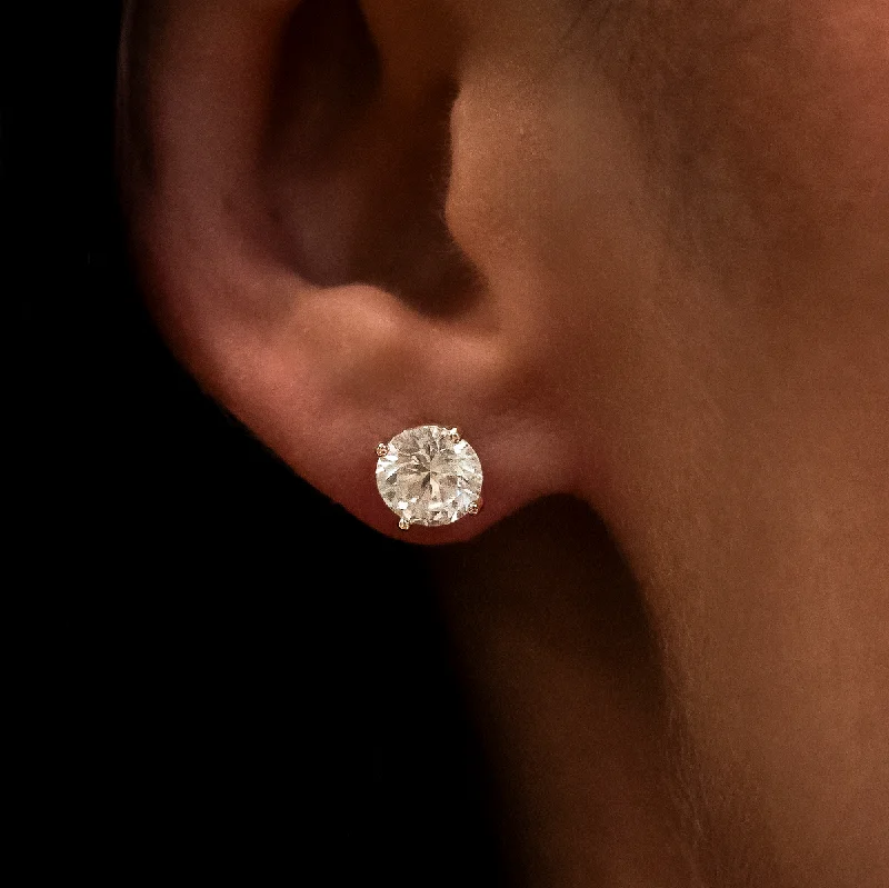 Women's Earrings – Elegant Designs for Every Personality--7mm Round Cut Diamond Stud Earrings in Yellow Gold