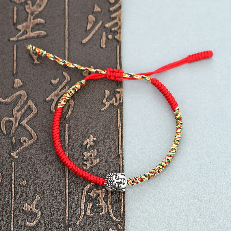 Women's Bangle Bracelets with Engravings-Buddha Stones Handmade Colorful King Kong Knot Buddha Serenity String Bracelet