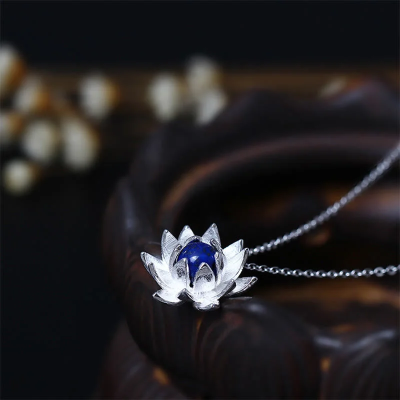 Shop Classic Women's Necklaces & Pendants with a Modern Twist-Buddha Stones 925 Sterling Silver Lazurite Lotus Flower Self Care Necklace Pendant Shop Classic Women's Necklaces & Pendants with a Modern Twist-Buddha Stones 925 Sterling Silver Lazurite Lotus Flower Self Care Necklace Pendant