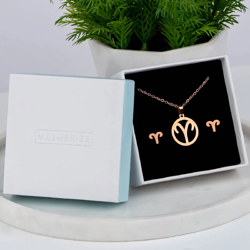 Elegant Bangles for Women with Simple Designs-Aries Necklace Earring Set (21 Mar - 20 Apr)