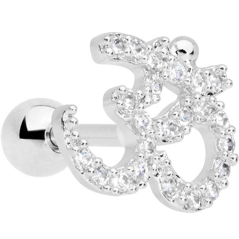 Women's Earrings – Elegant Designs for Every Personality--16 Gauge 1/4 Clear CZ Gem Amazing Om Cartilage Tragus