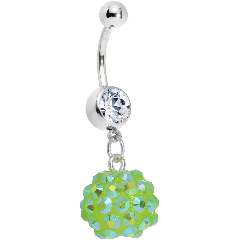 Belly Rings for Trendy Looks -Green Gem Cluster Belly Ring
