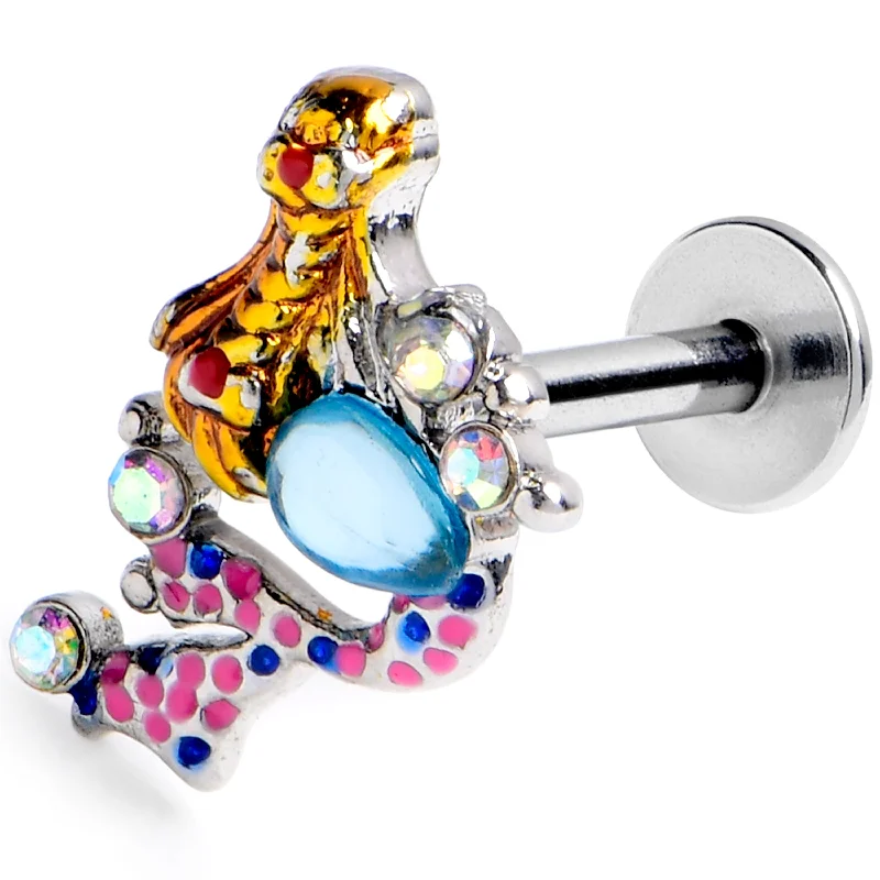 Trendy Lip Rings for Bold Looks16 Gauge 1/4 Aurora Gem Abstract Mermaid Labret