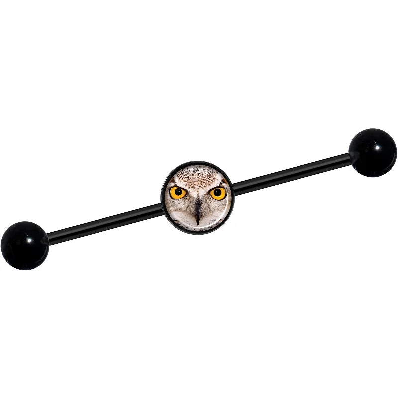 Women's Earrings – Elegant Designs for Every Personality--14 Gauge Full Color Owl Black Industrial Barbell 37mm Women's Earrings – Elegant Designs for Every Personality--14 Gauge Full Color Owl Black Industrial Barbell 37mm
