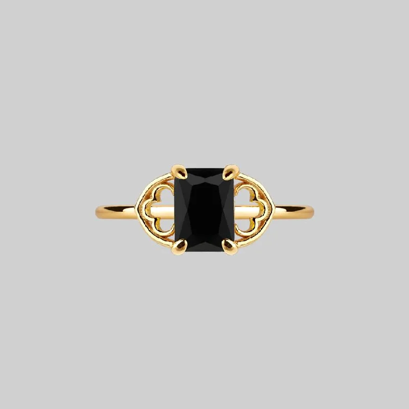 Chic Women's Rings for Fashion-Forward Looks-RAPTURE. Onyx & Gothic Arches Ring - Gold Chic Women's Rings for Fashion-Forward Looks-RAPTURE. Onyx & Gothic Arches Ring - Gold