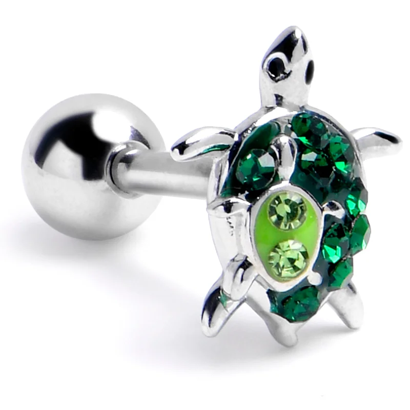 Women's Earrings – Elegant Designs for Every Personality--16 Gauge 1/4 Green Gem Turtle World Cartilage Tragus Earring Women's Earrings – Elegant Designs for Every Personality--16 Gauge 1/4 Green Gem Turtle World Cartilage Tragus Earring