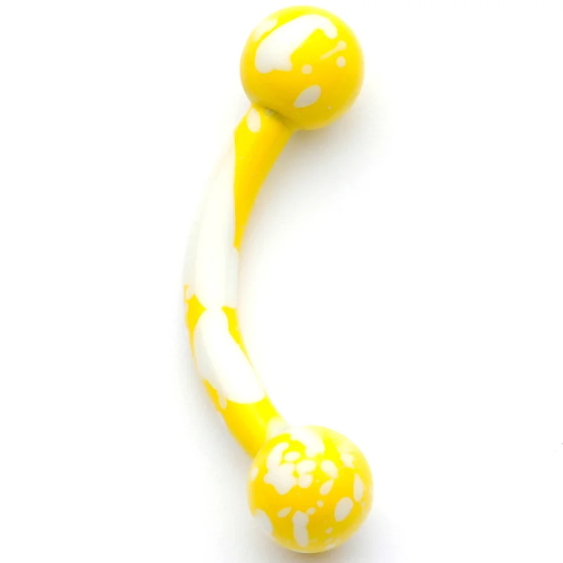 Lip Rings with Shiny Finishes16 Gauge 5/16 Yellow White Glow in the Dark Curved Eyebrow Ring