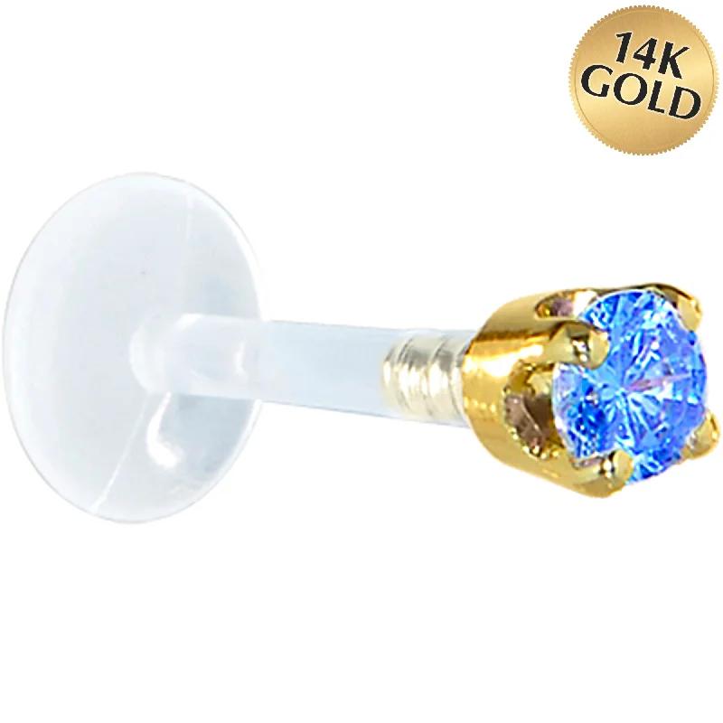Women's Earrings – Elegant Designs for Every Personality--16 Gauge 1/4 Solid 14KT Yellow Gold 3mm Arctic Blue Cubic Zirconia Bioplast Tragus Earring Stud Women's Earrings – Elegant Designs for Every Personality--16 Gauge 1/4 Solid 14KT Yellow Gold 3mm Arctic Blue Cubic Zirconia Bioplast Tragus Earring Stud